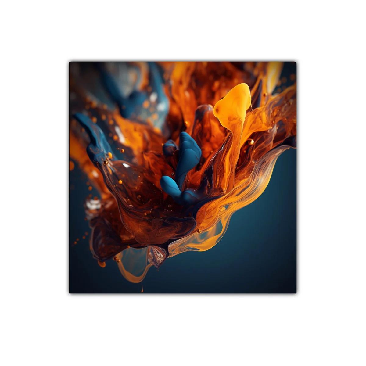 Explosión de colores naranja y azul en movimiento abstracto