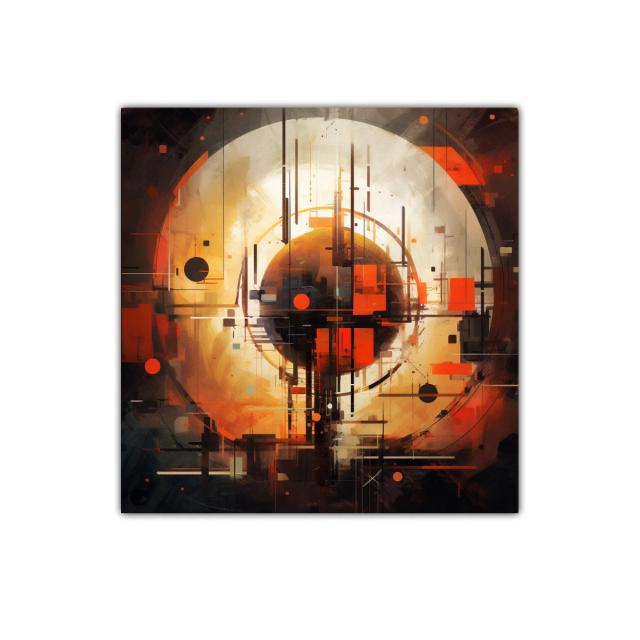 Composición abstracta con formas geométricas y tonos cálidos