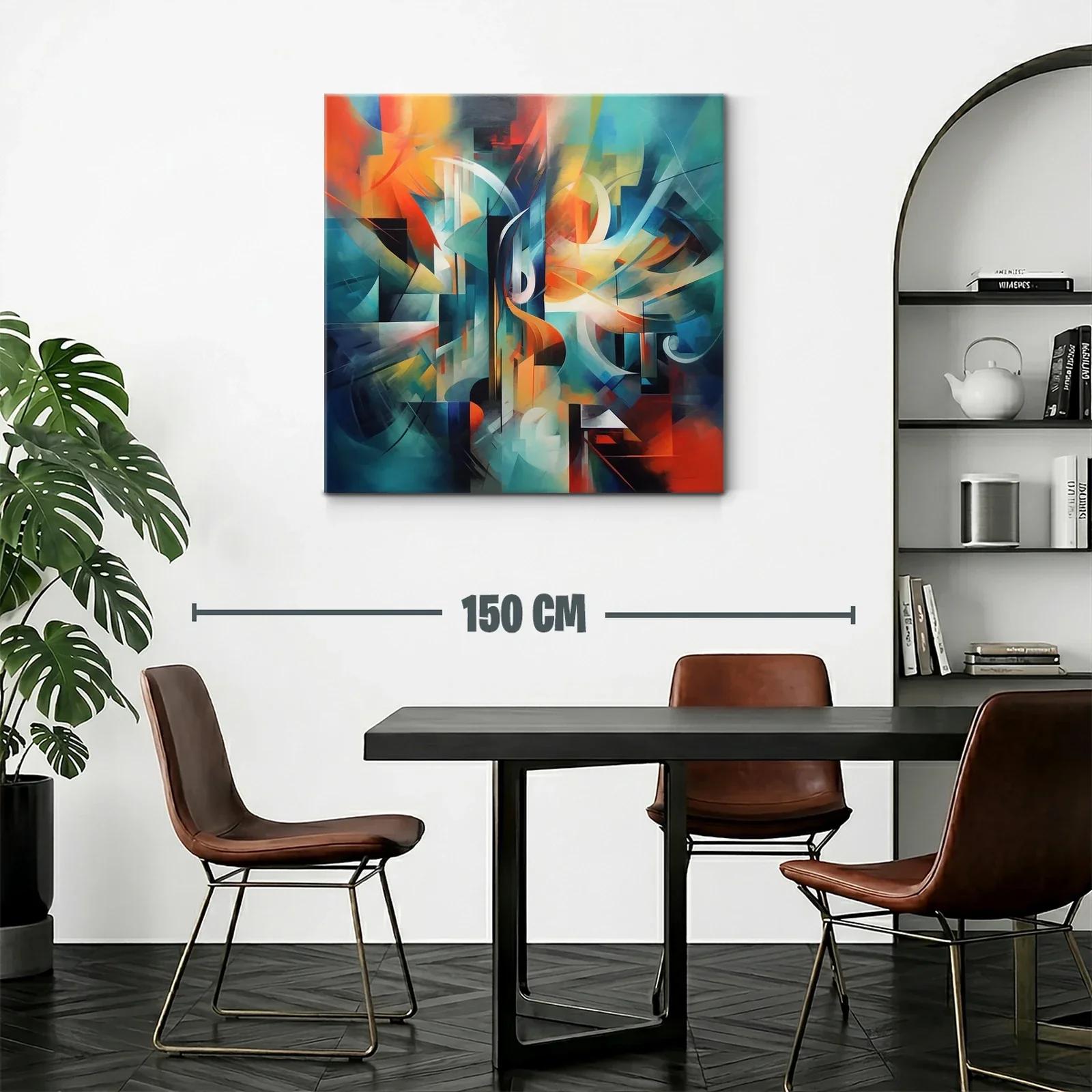 Cuadro abstracto con vibrantes tonos cálidos y fríos — miniatura 2
