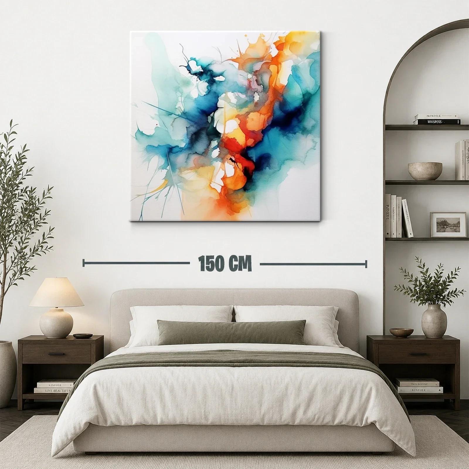 Cuadro abstracto con tonos vibrantes y formas fluidas — miniatura 3