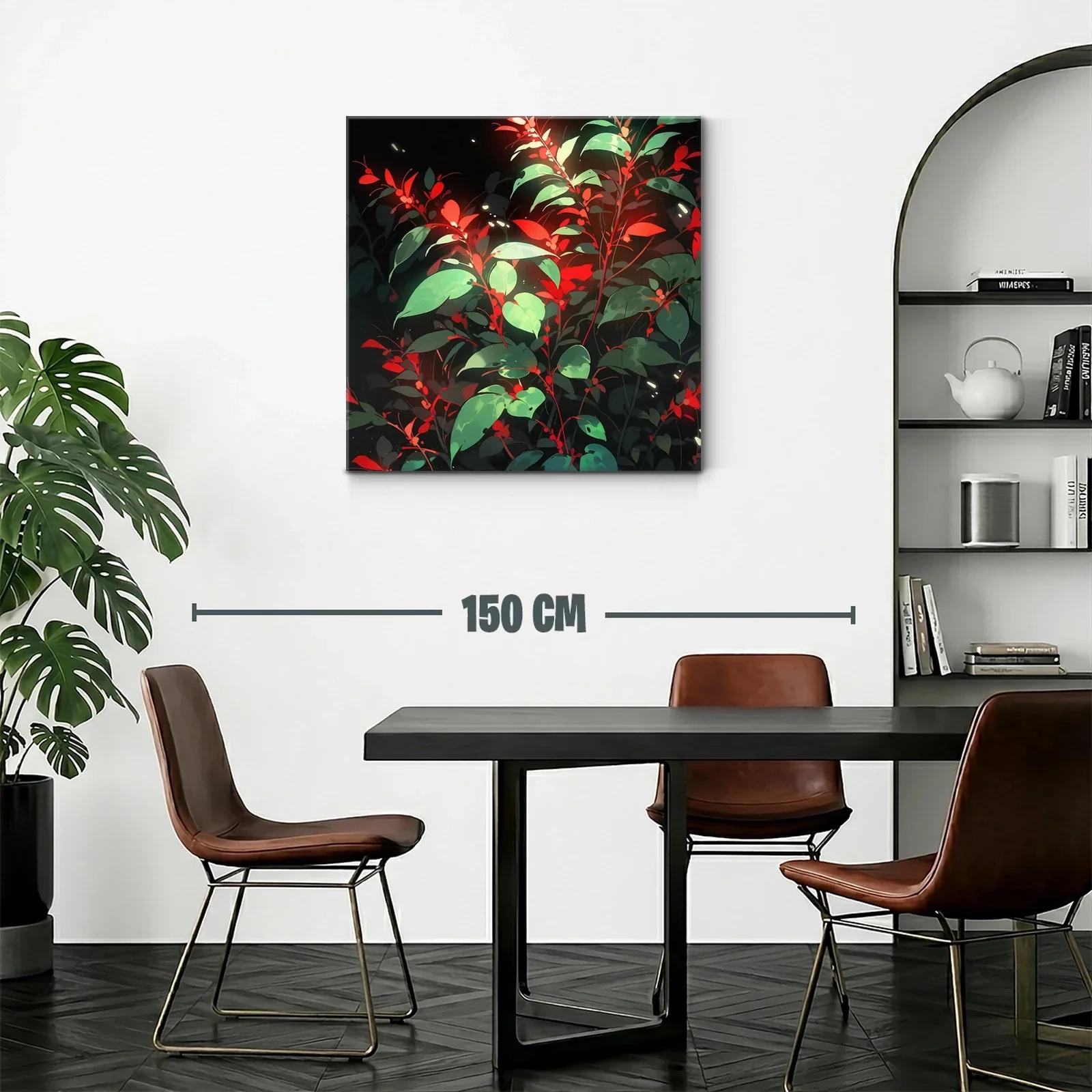 Naturaleza vibrante con hojas verdes y toques rojos llamativos — miniatura 2