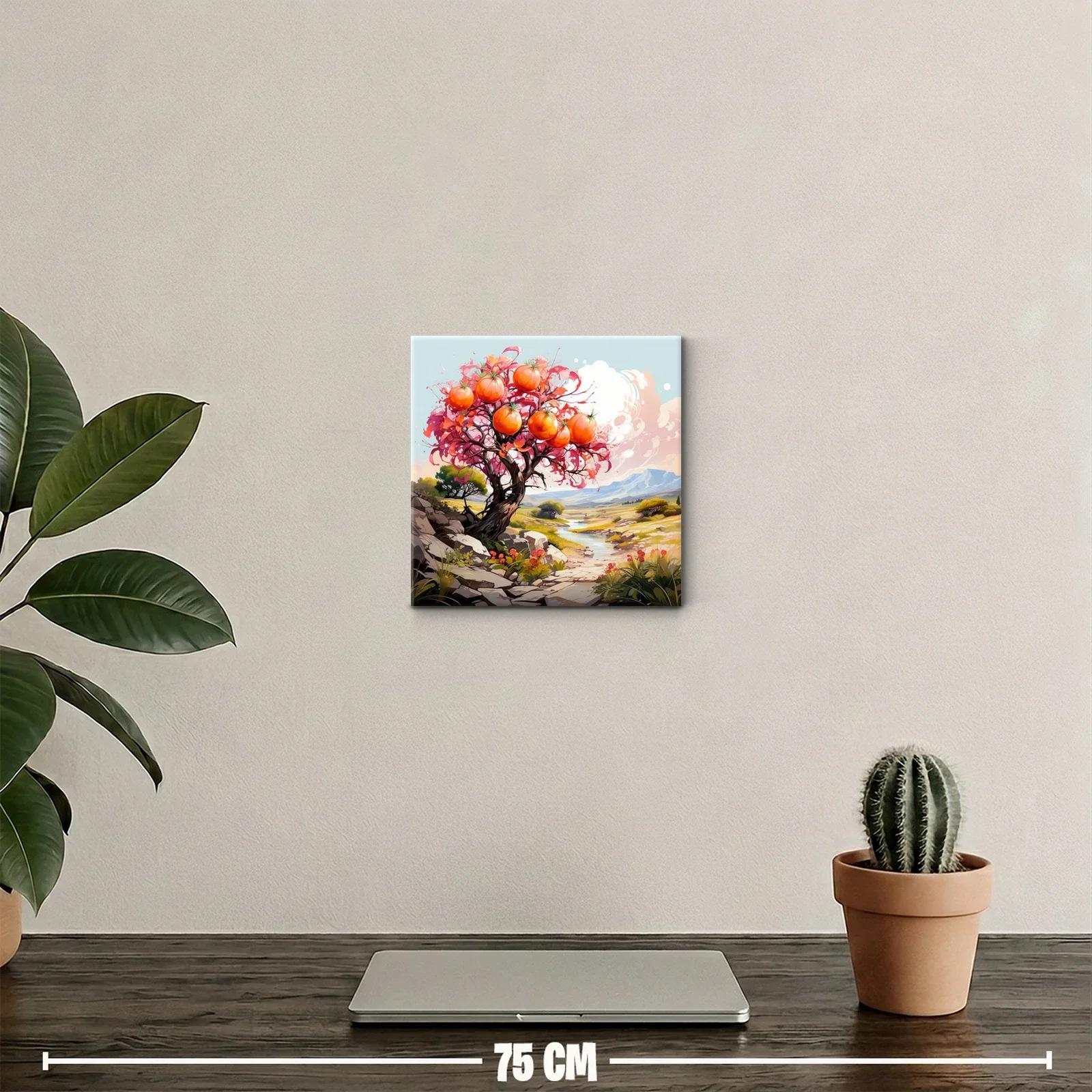 Árbol de frutos naranjas en paisaje sereno y colorido — miniatura 2