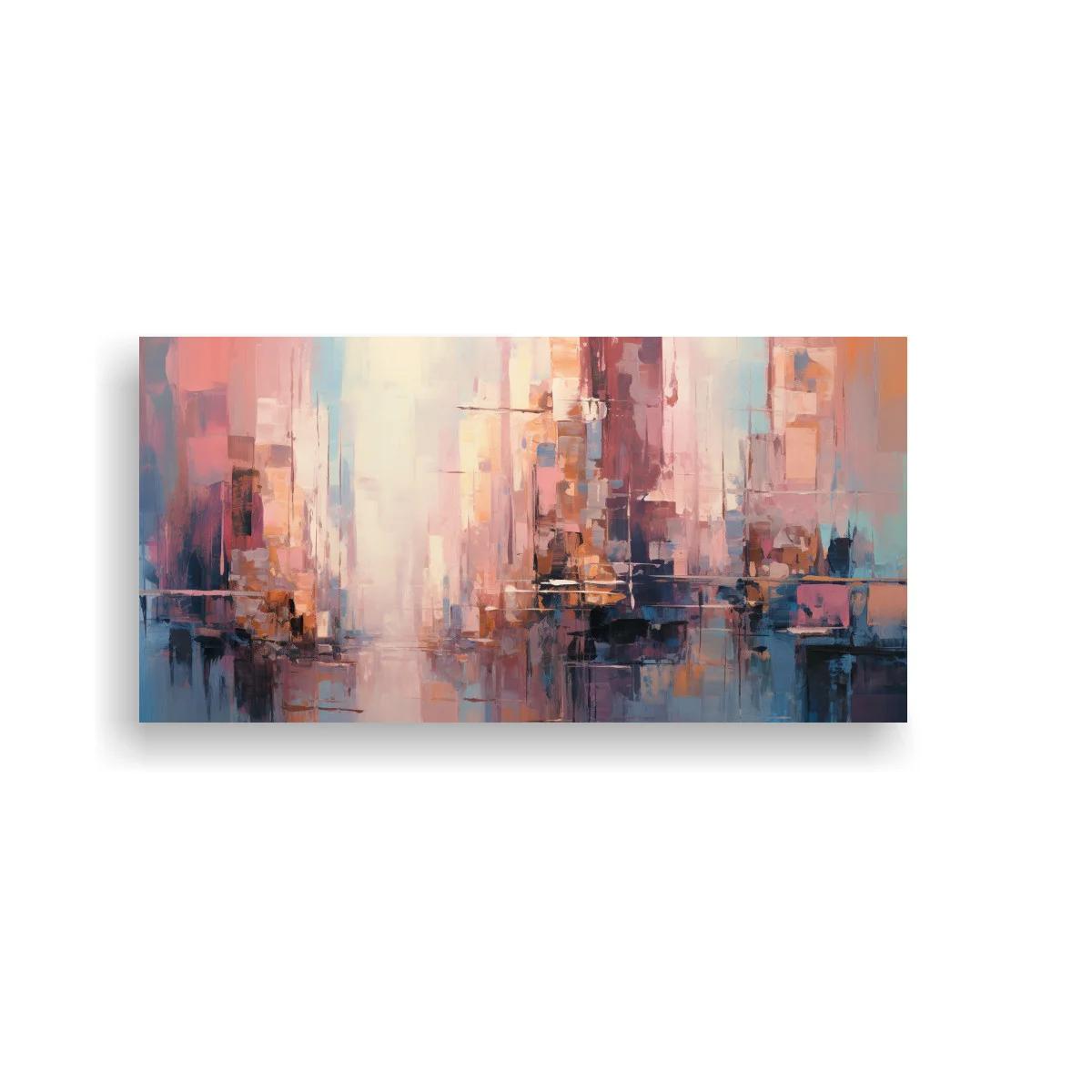 Cuadro paisaje urbano abstracto con reflejos difuminados