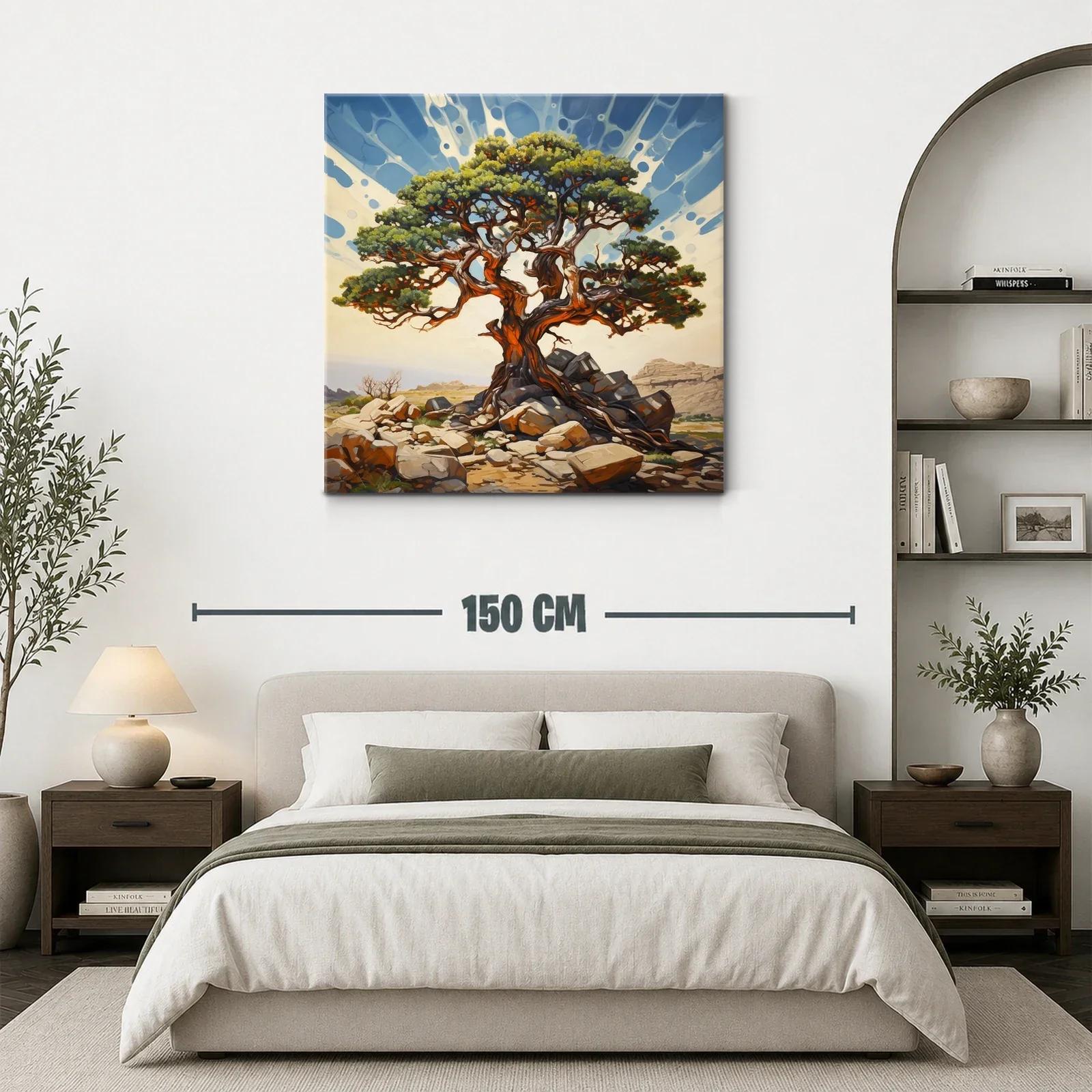 Árbol robusto con ramas entrelazadas sobre rocas áridas — miniatura 3