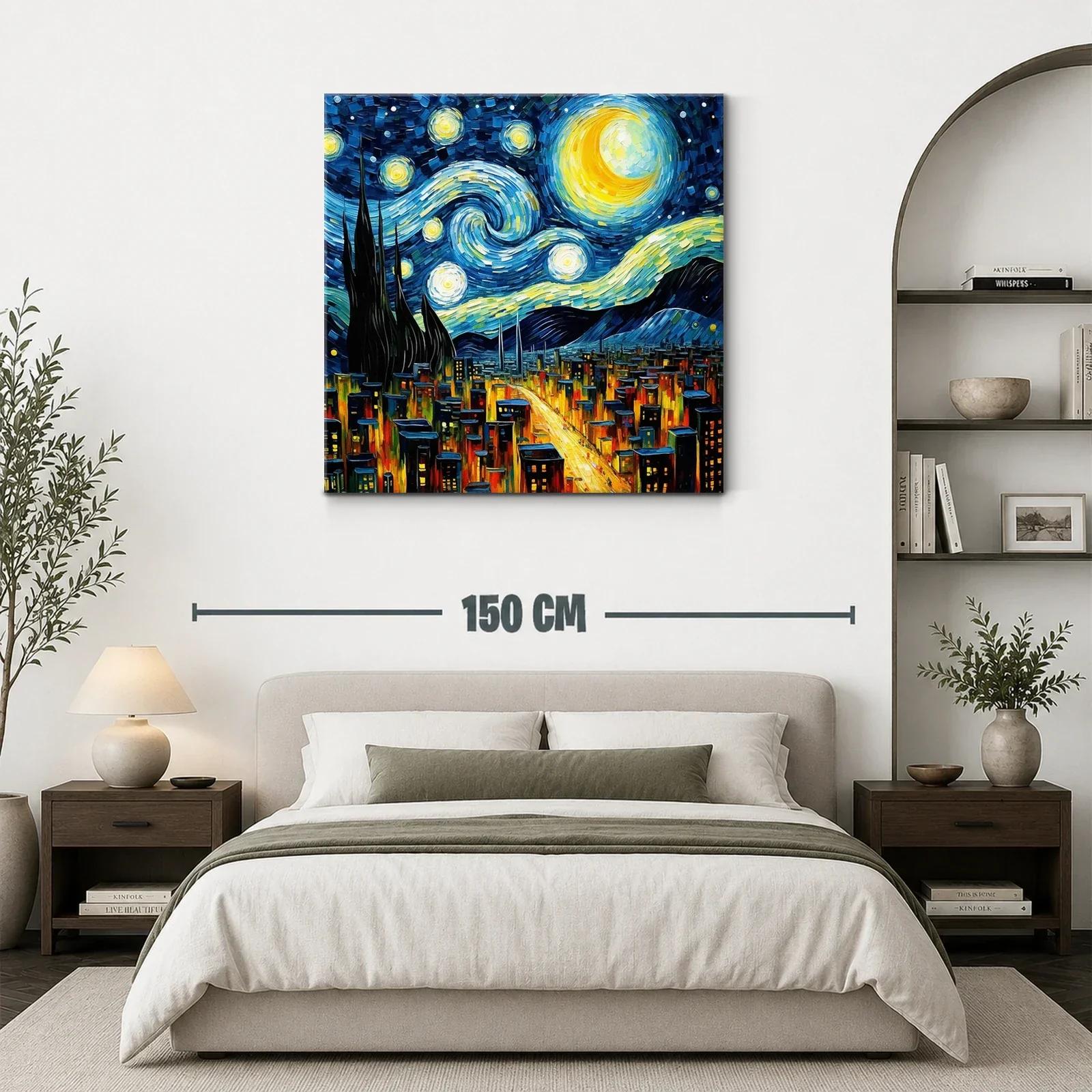 Ciudad nocturna bajo cielo estrellado vibrante y dinámico — miniatura 3