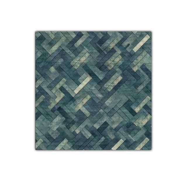 Cuadro decorativo con patrón geométrico en tonos azules