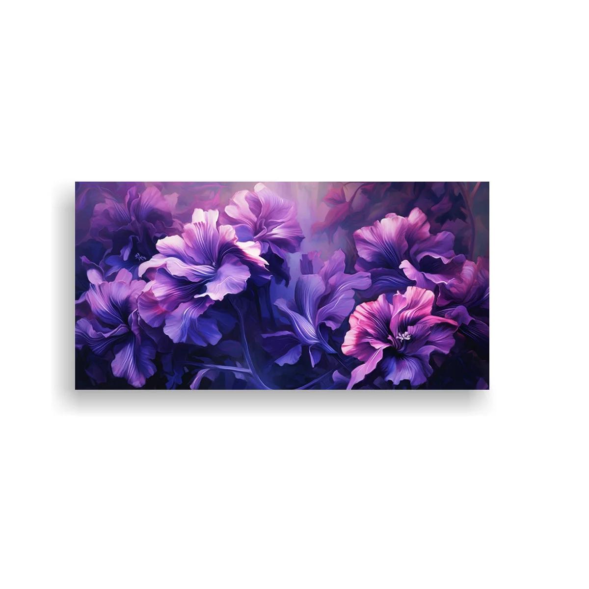 Cuadro petunias moradas con flores superpuestas — imagen principal