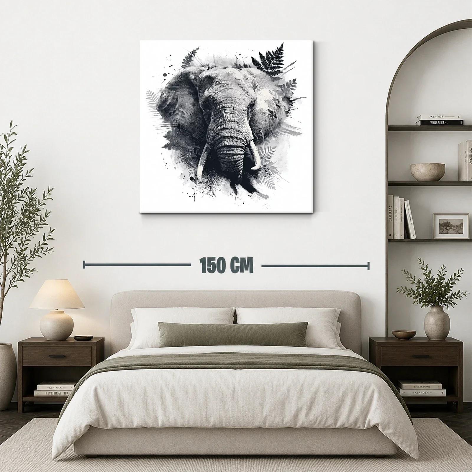 Retrato artístico de elefante en tonos grises y negros — miniatura 3