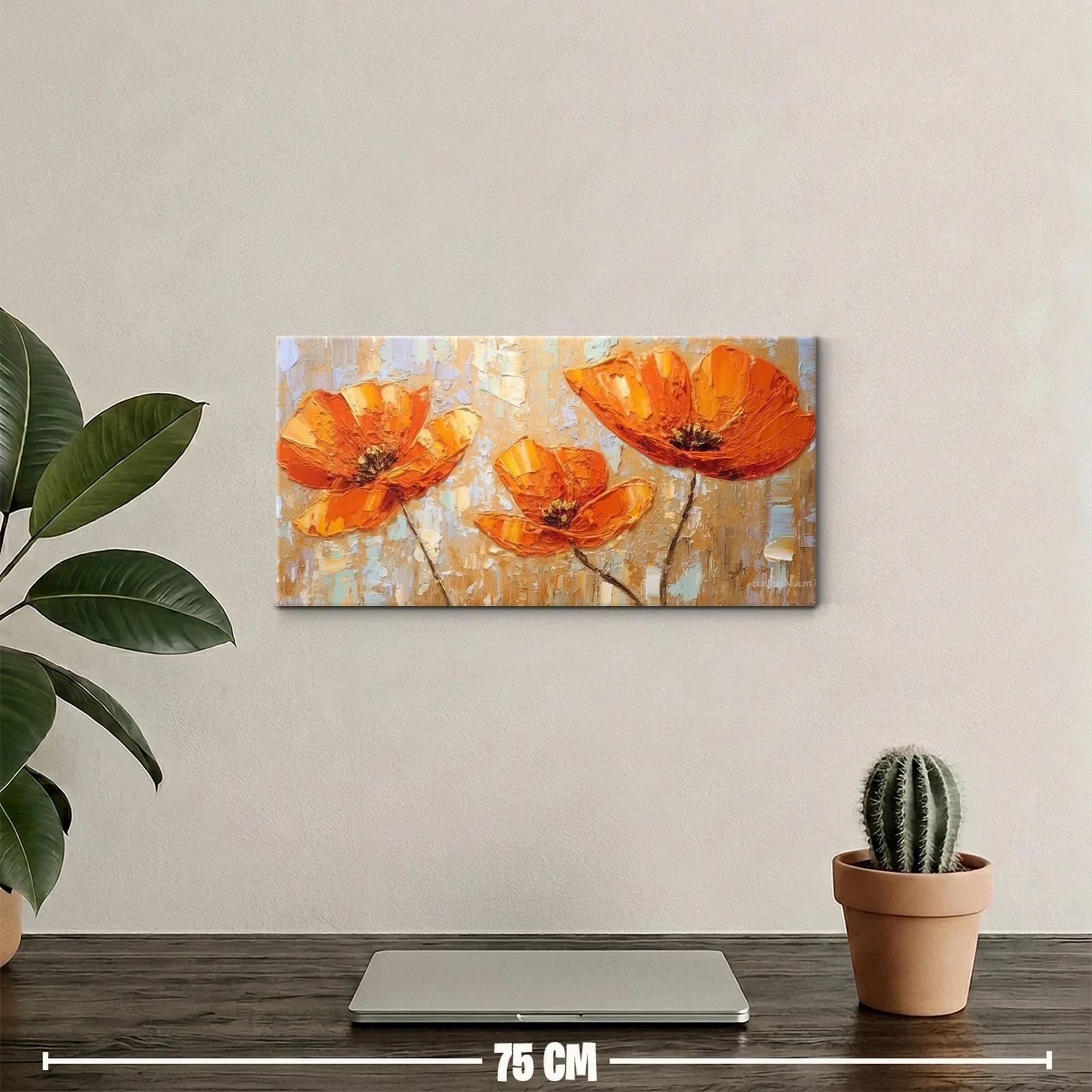 Cuadro amapolas naranjas con textura pictórica — miniatura 2