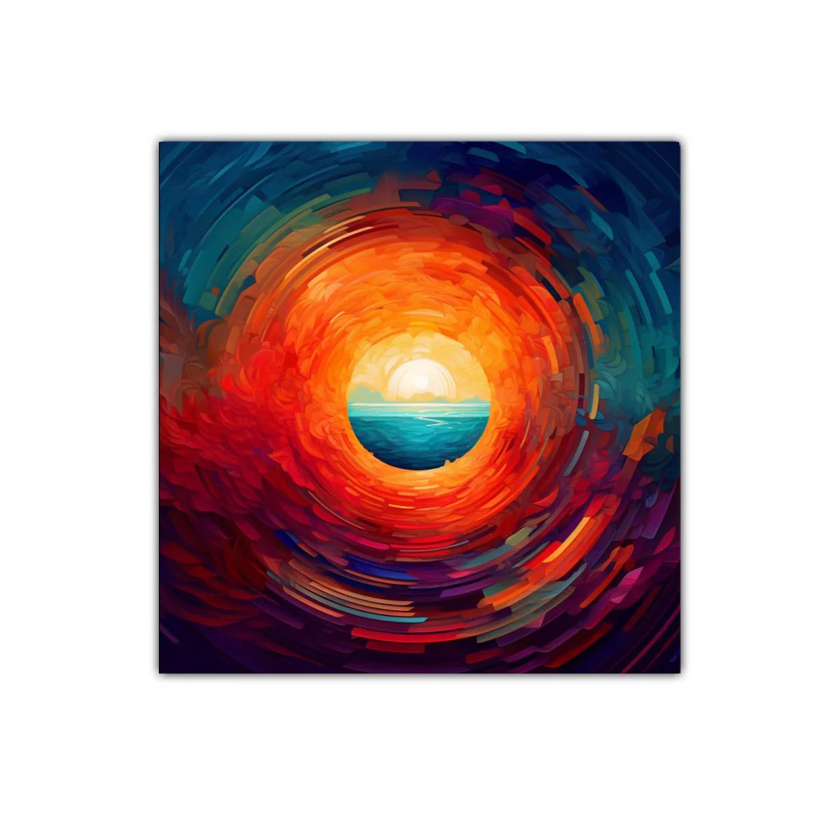 Círculo de fuego con horizonte y mar en tonos vibrantes — imagen principal