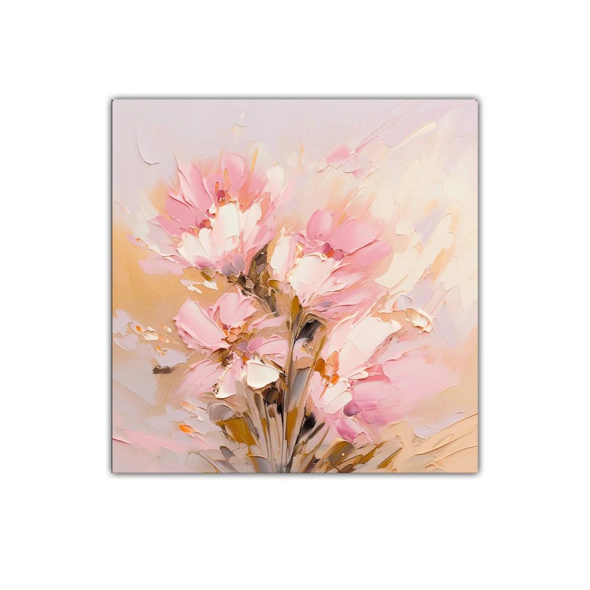 Flores abstractas en suave tonalidad rosa y beige