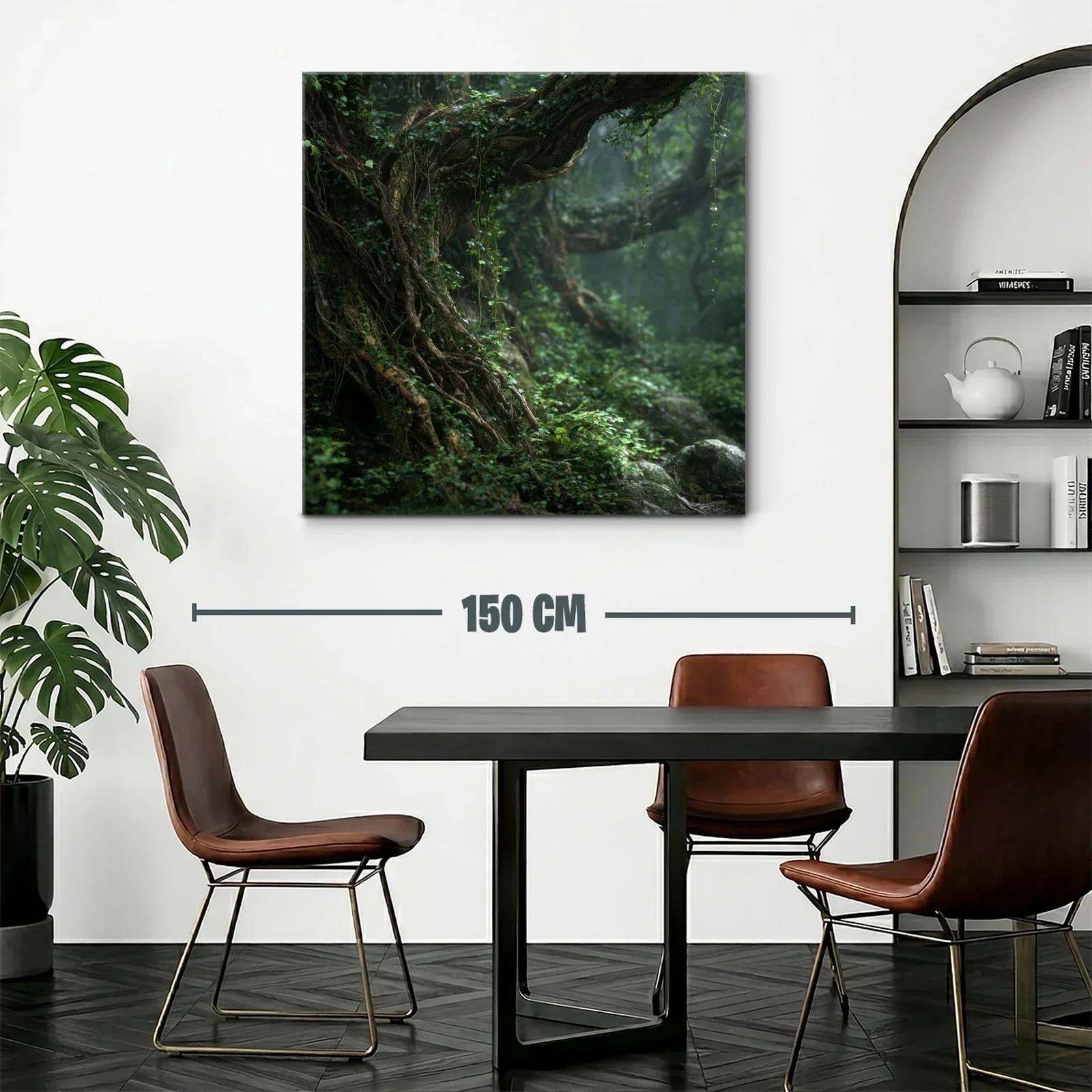 Bosque antiguo con raíces entrelazadas y follaje verde — miniatura 2