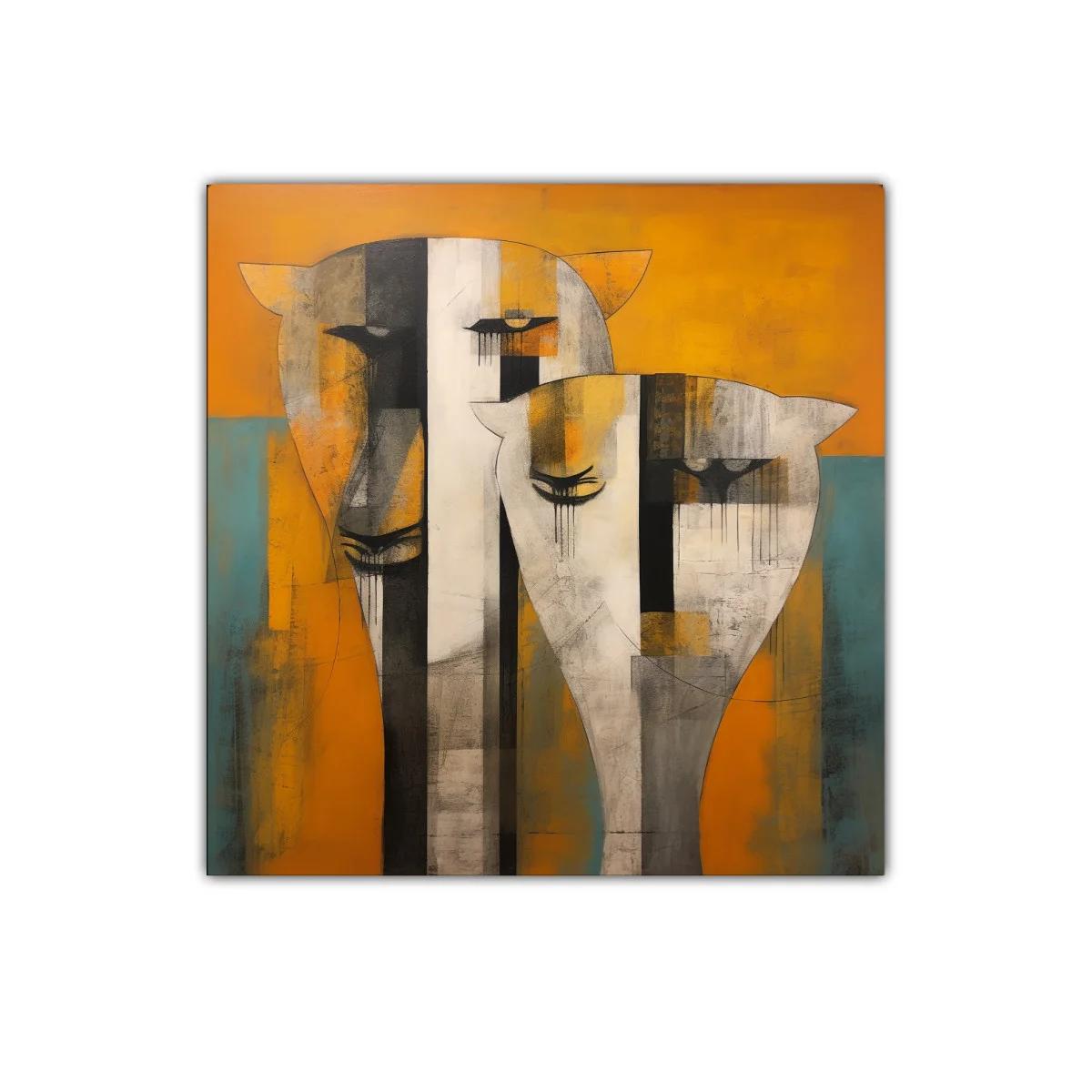 Cuadro decorativo con figuras abstractas y tonos cálidos