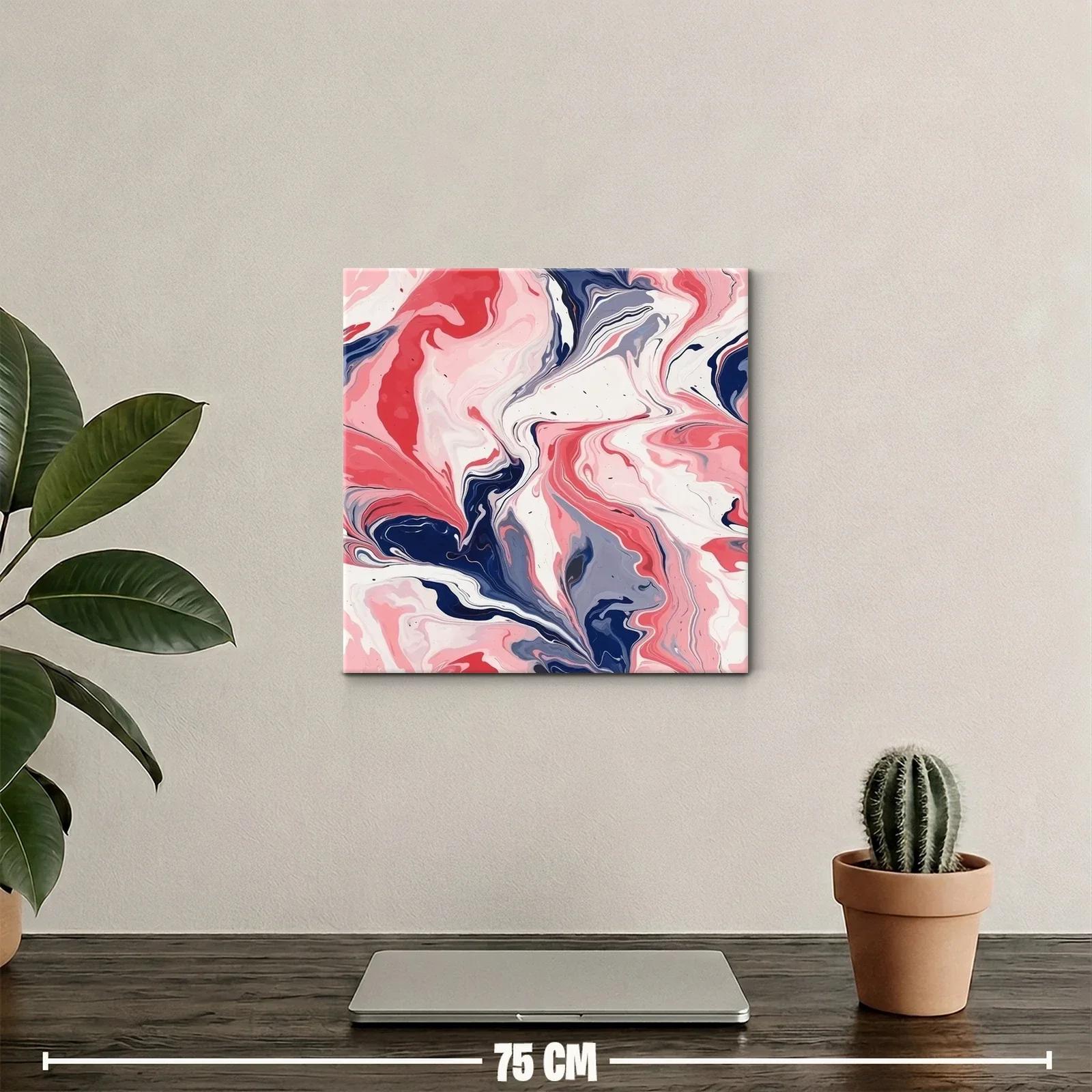 Cuadro abstracto con fluidas formas en tonos rosa y azul — miniatura 2