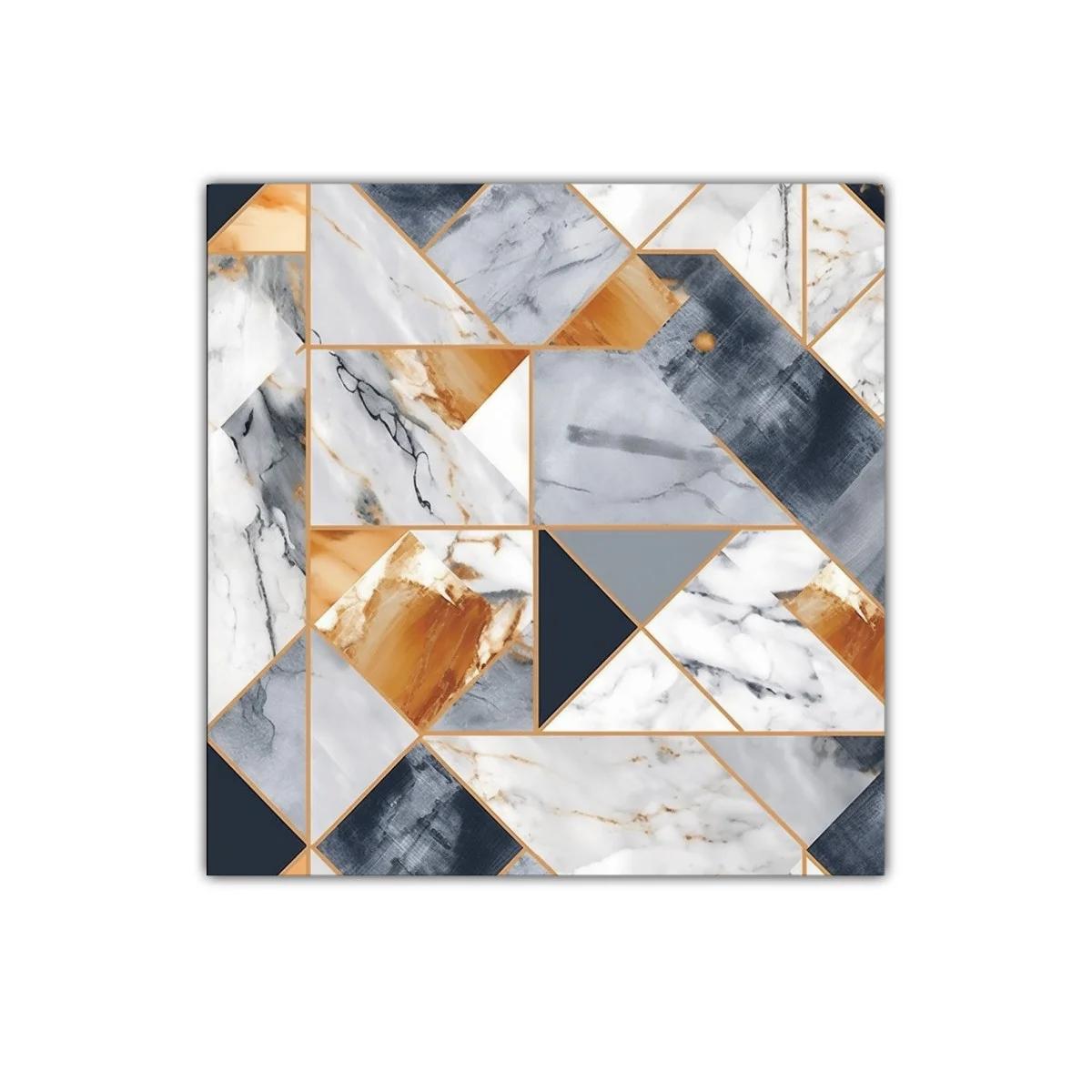 Cuadro abstracto en tonos dorados y grises elegante y moderno