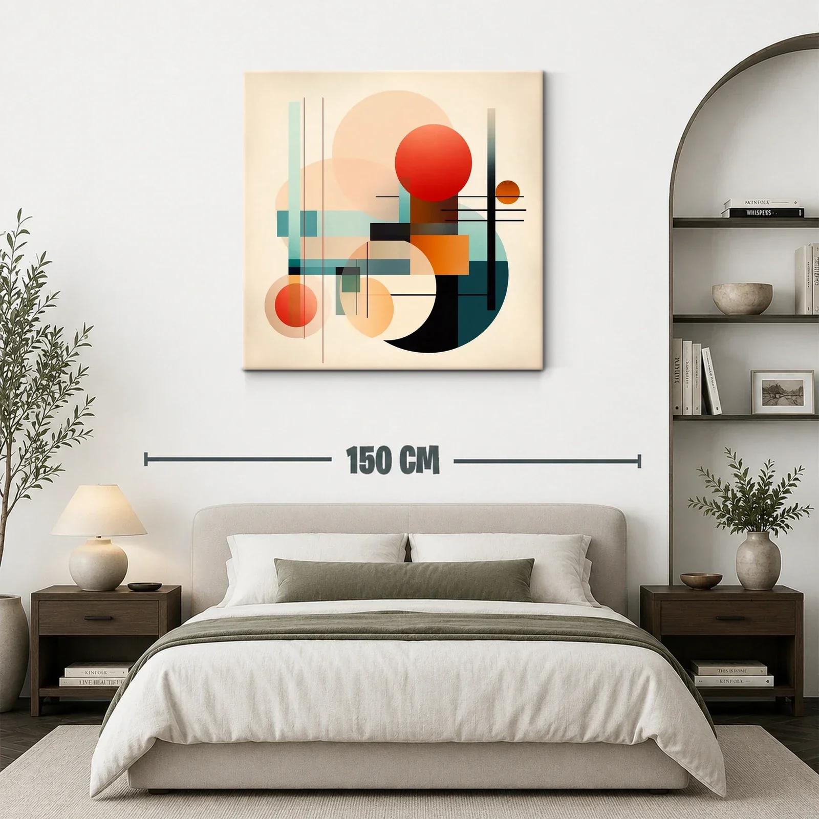 Cuadro abstracto con formas geométricas y paleta cálida — miniatura 3