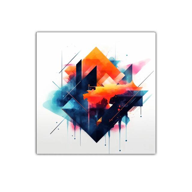 Composición abstracta vibrante con formas geométricas y colores intensos