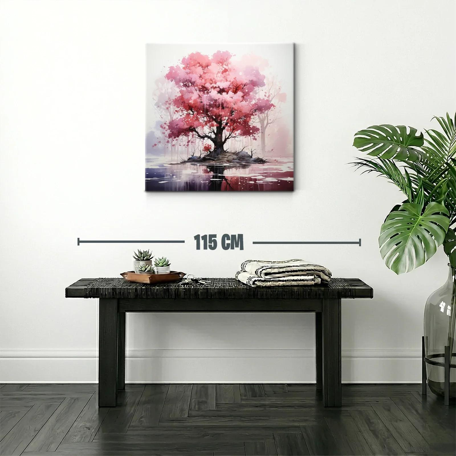 Árbol en tonos rosados con reflejo sereno — miniatura 2