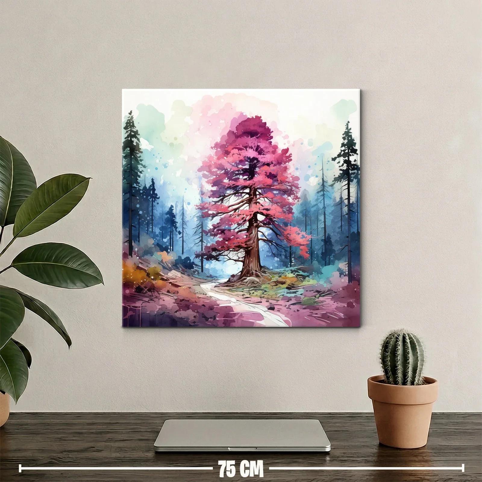 Árbol rosa en bosque de ensueño y tonos vibrantes — miniatura 2