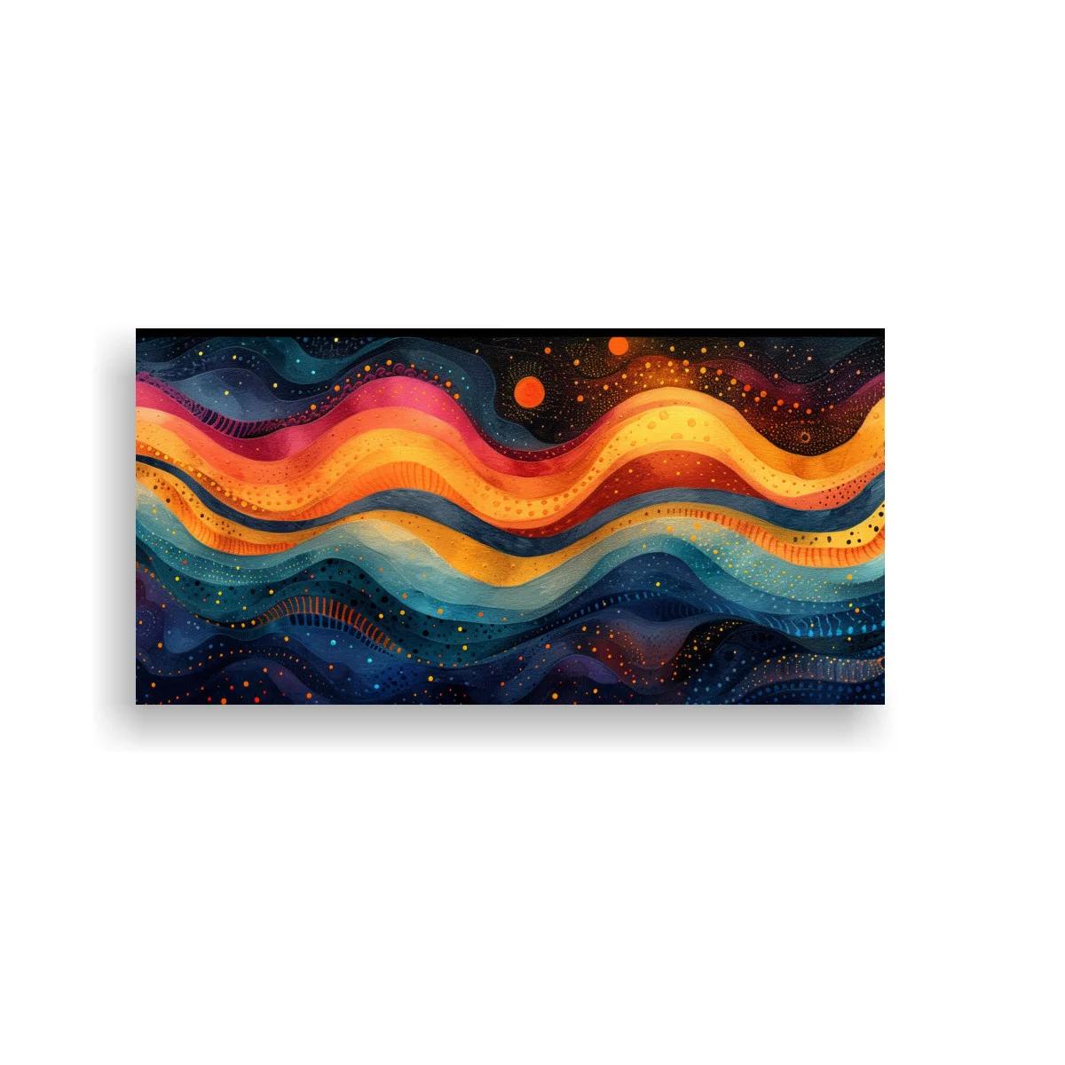 Cuadro ondas abstractas de color con puntos estrellados