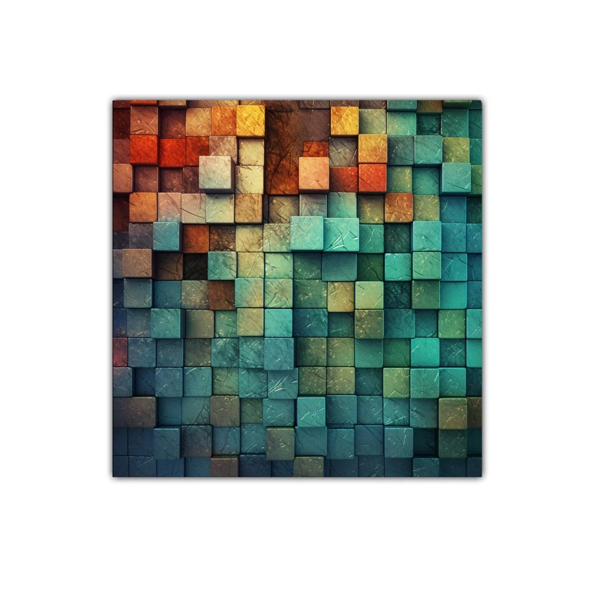 Composición geométrica en tonos cálidos y fríos vibrantes — imagen principal