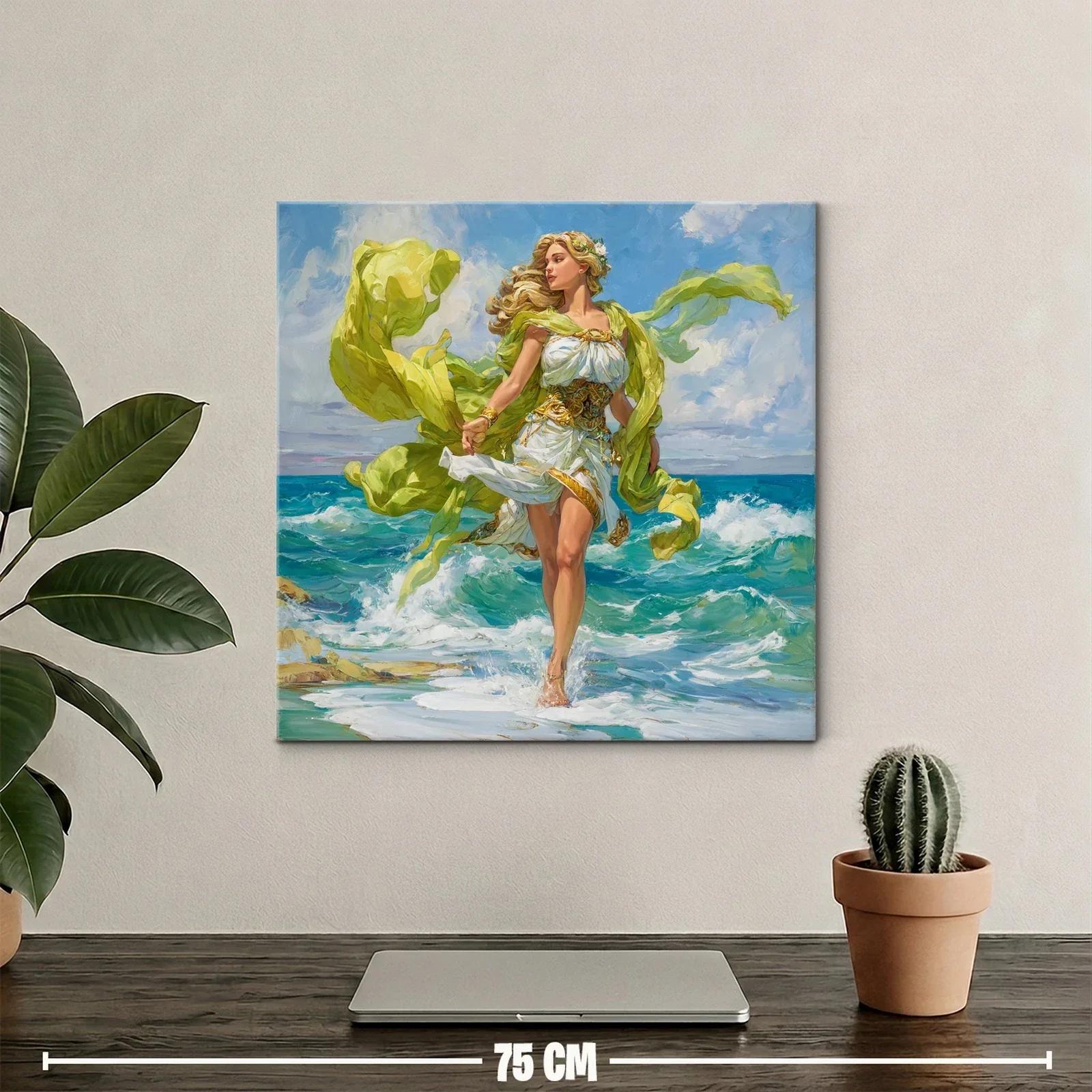 Figura femenina en movimiento junto al mar con tonos vivos — miniatura 2