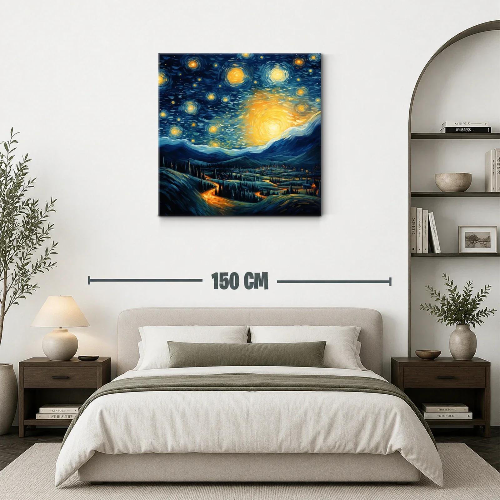 Paisaje nocturno con cielo estrellado vibrante y montañas — miniatura 3