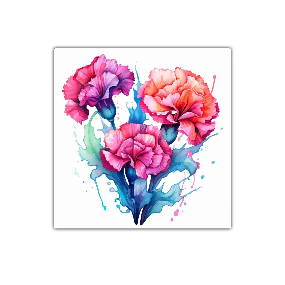 Vibrante ramo de claveles en tonos rosas y azules — imagen principal