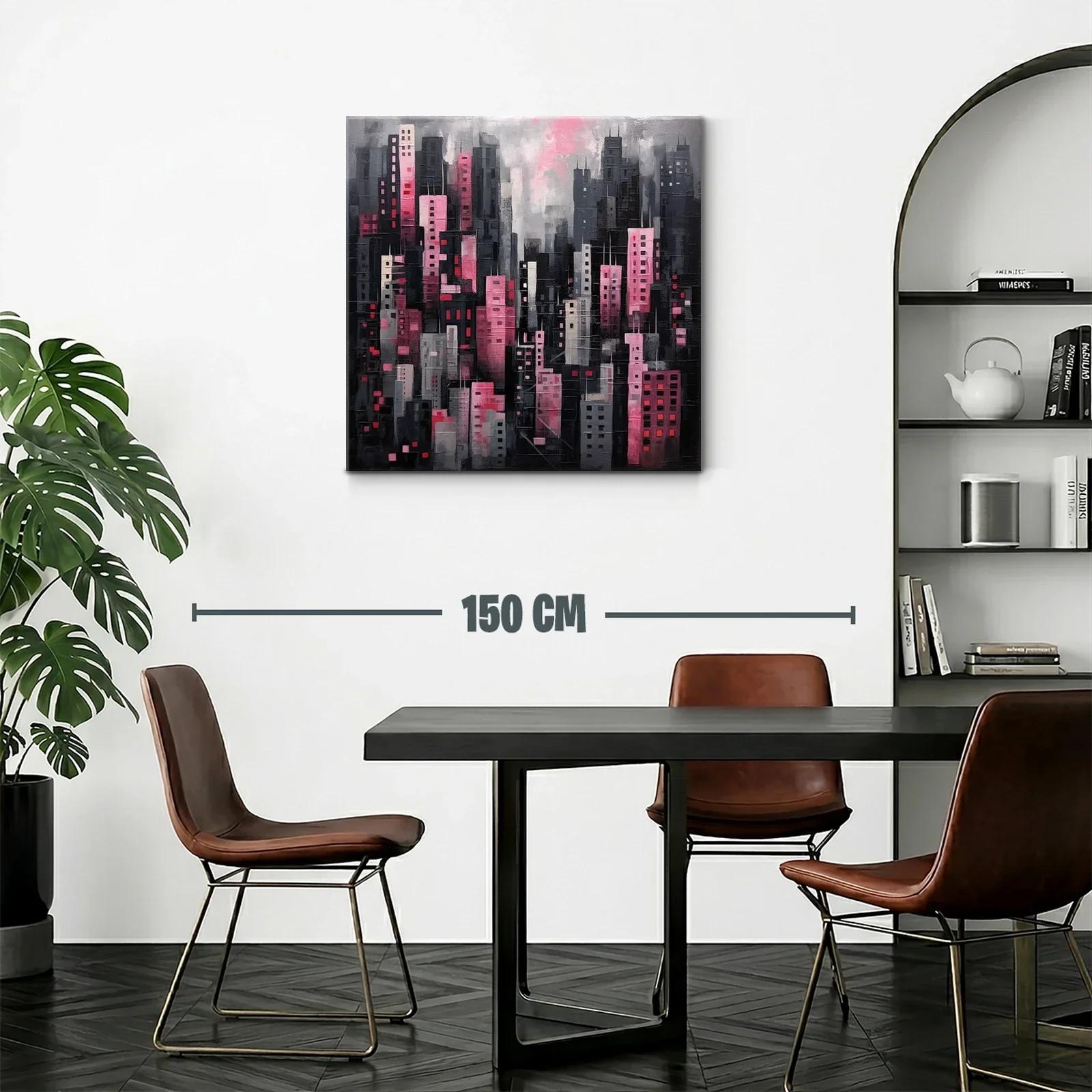 Ciudad nocturna en tonos rosas y grises modernos — miniatura 2