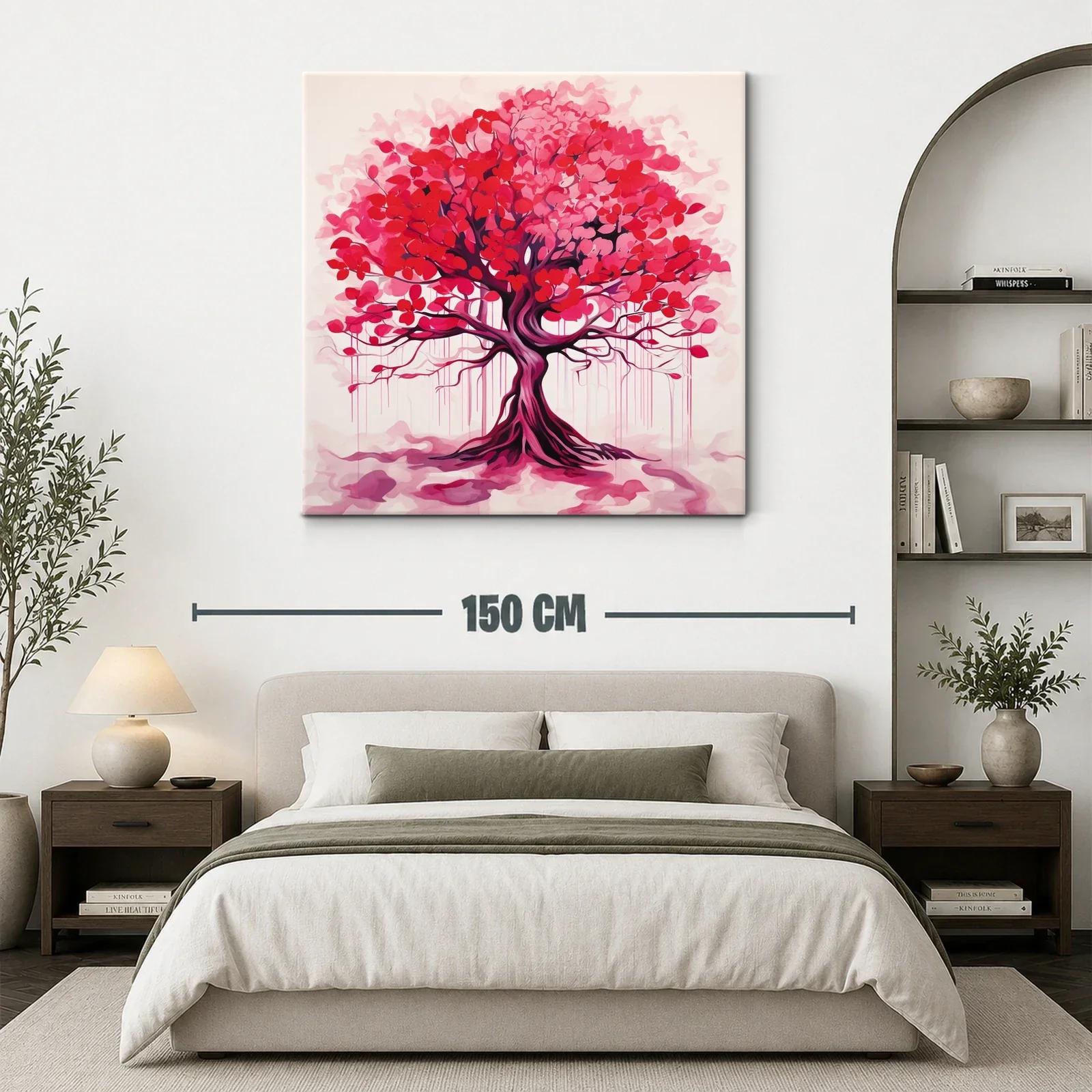 Cuadro moderno árbol con follaje en tonos rojos y rosa — miniatura 3