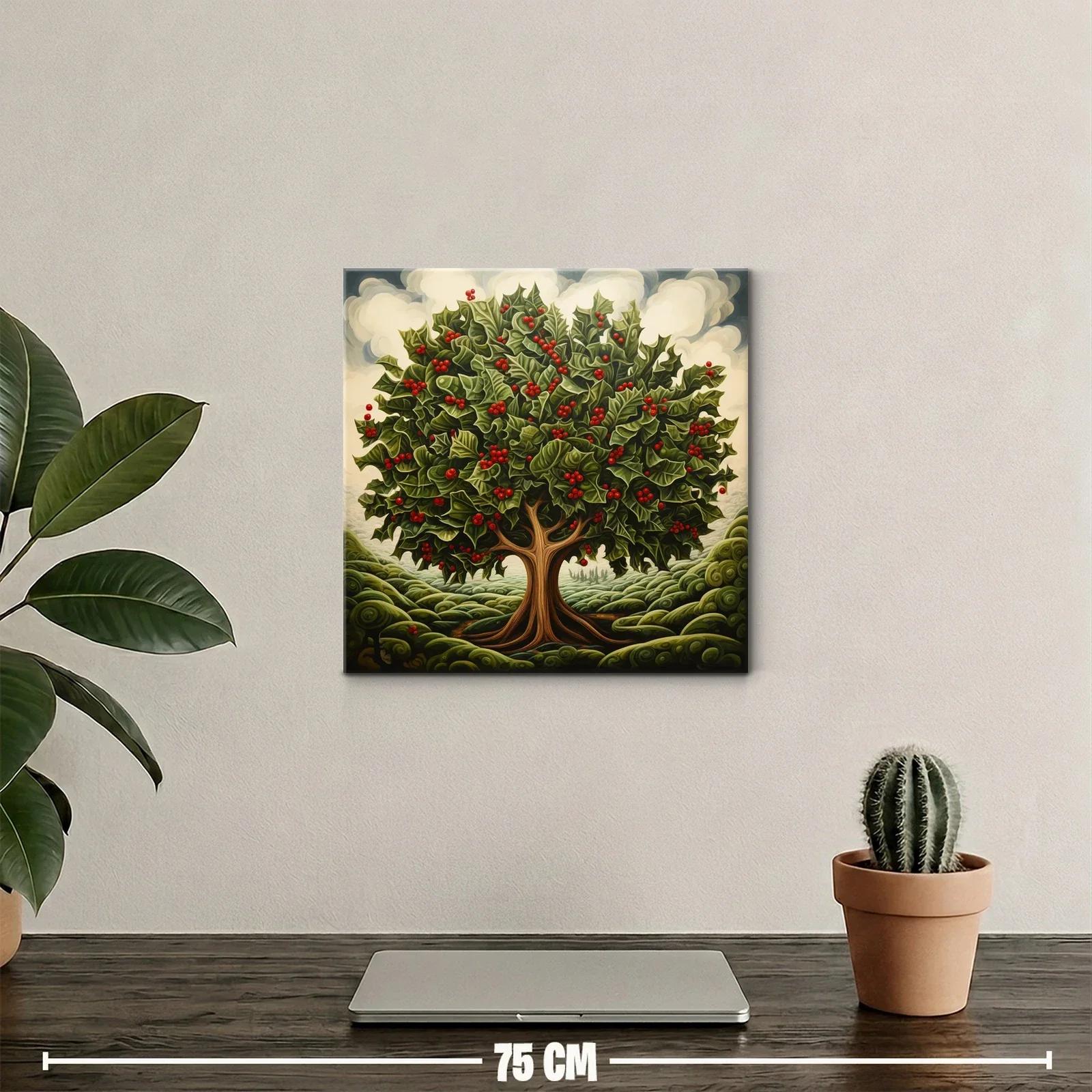 Árbol frondoso con hojas verdes y frutos rojos vibrantes — miniatura 2