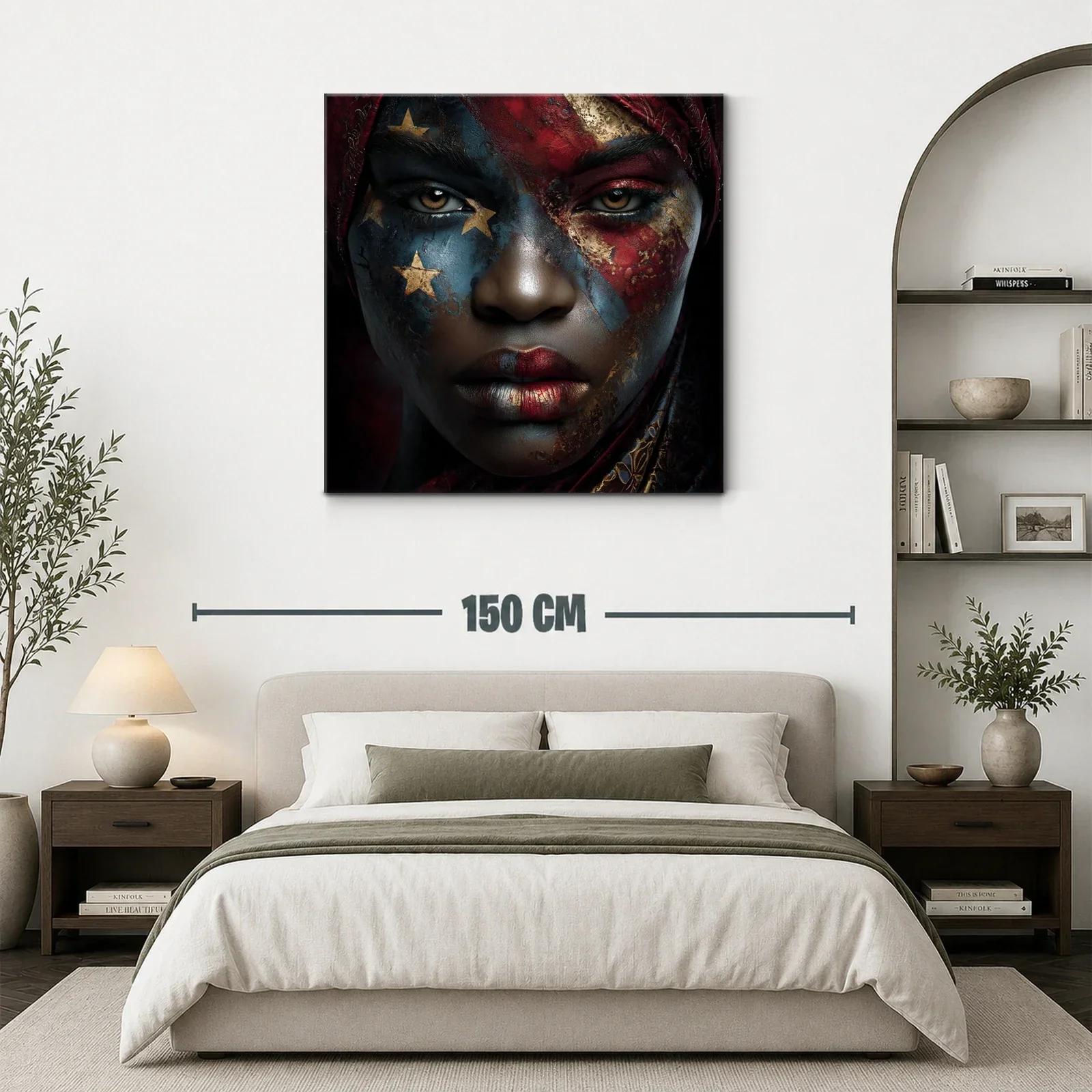 Rostro expresivo con pintura facial en tonos rojizos y dorados — miniatura 3