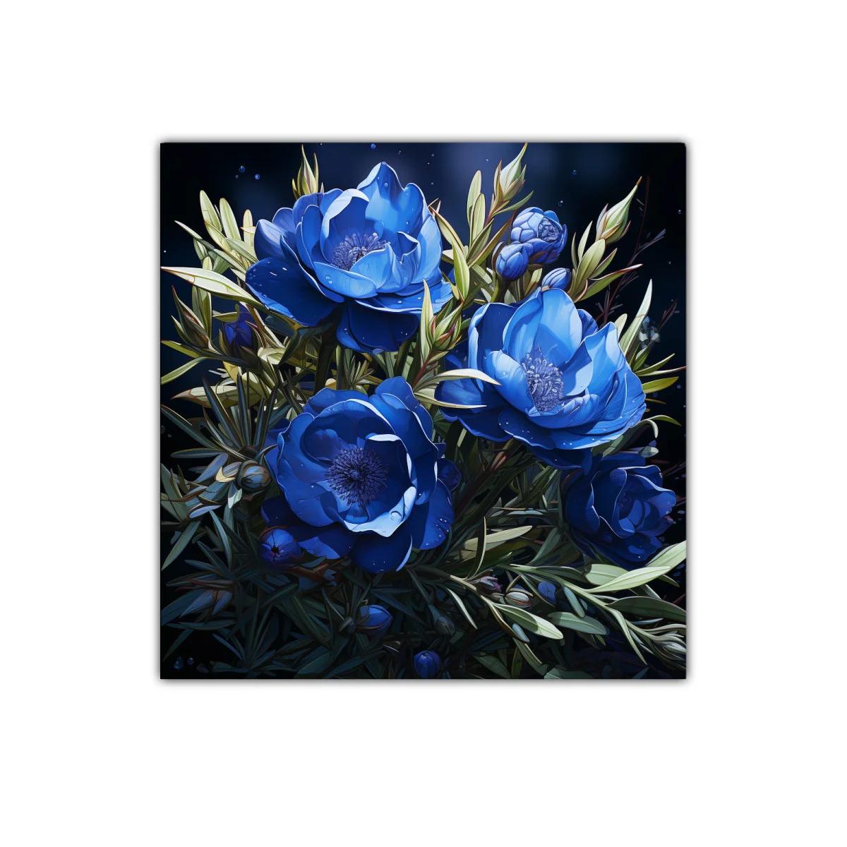 Cuadro decorativo con ramo de flores azules vibrantes — imagen principal