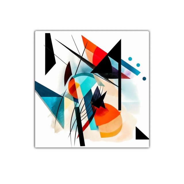 Composición abstracta con formas geométricas y colores vivos