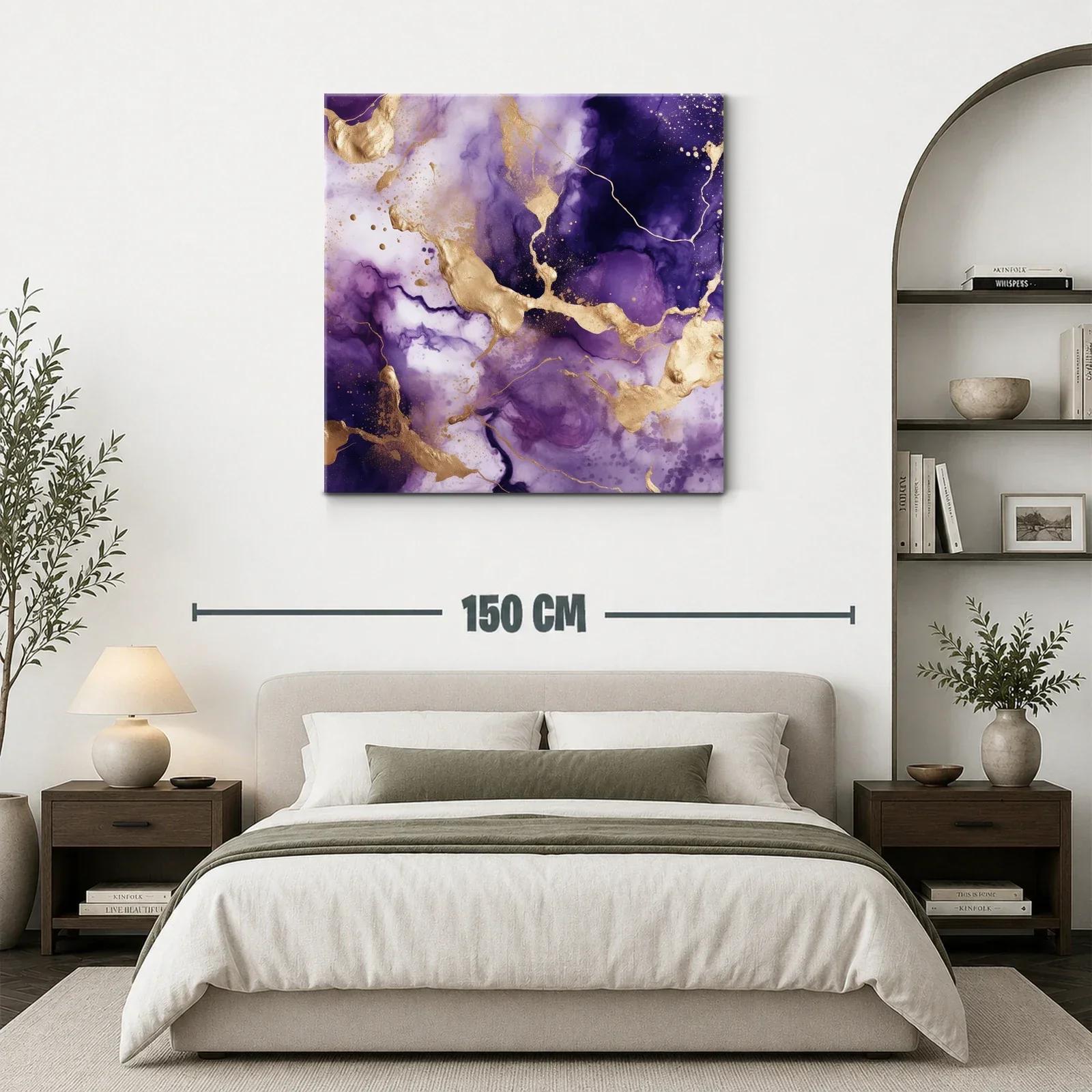 Arte abstracto en tonos púrpura y dorado elegante y moderno — miniatura 3