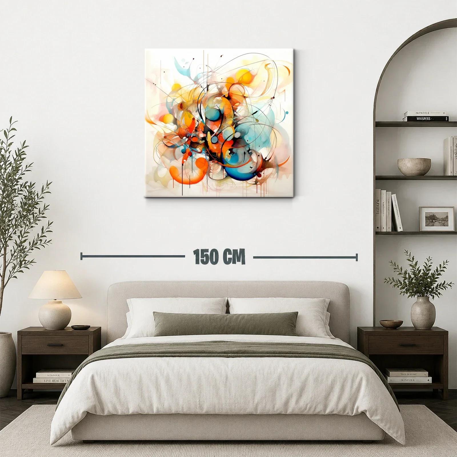 Cuadro abstracto en tonos cálidos y fríos vibrantes — miniatura 3