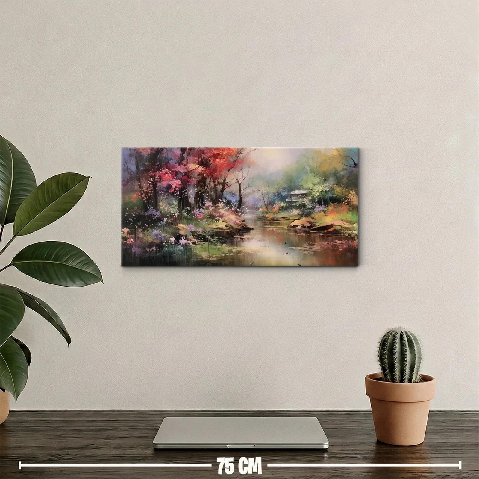 Cuadro paisaje de río entre árboles otoñales — miniatura 2