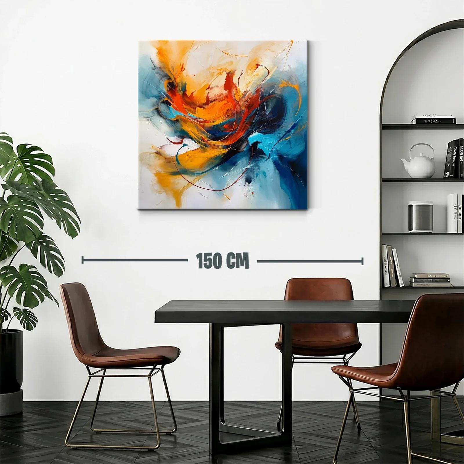 Cuadro abstracto con vibrantes tonos cálidos y fríos — miniatura 2
