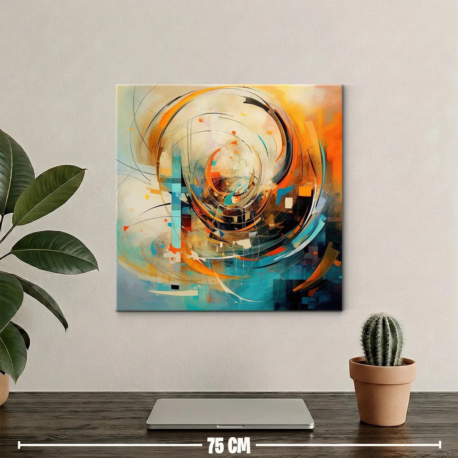 Composición abstracta con tonos cálidos y azules vibrantes — miniatura 2