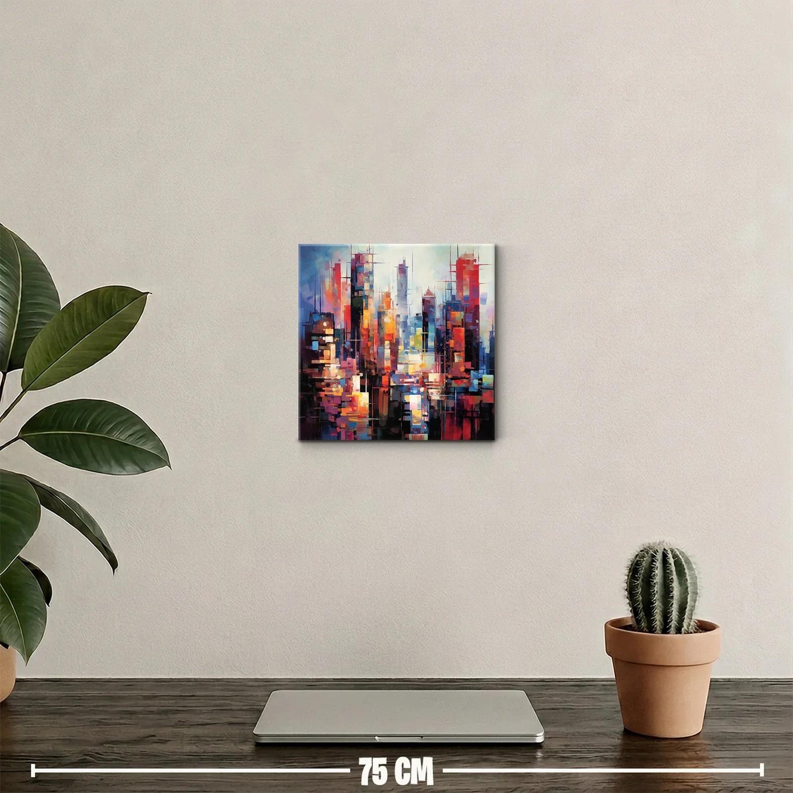 Ciudad vibrante con tonos cálidos y fríos contrastantes — miniatura 2