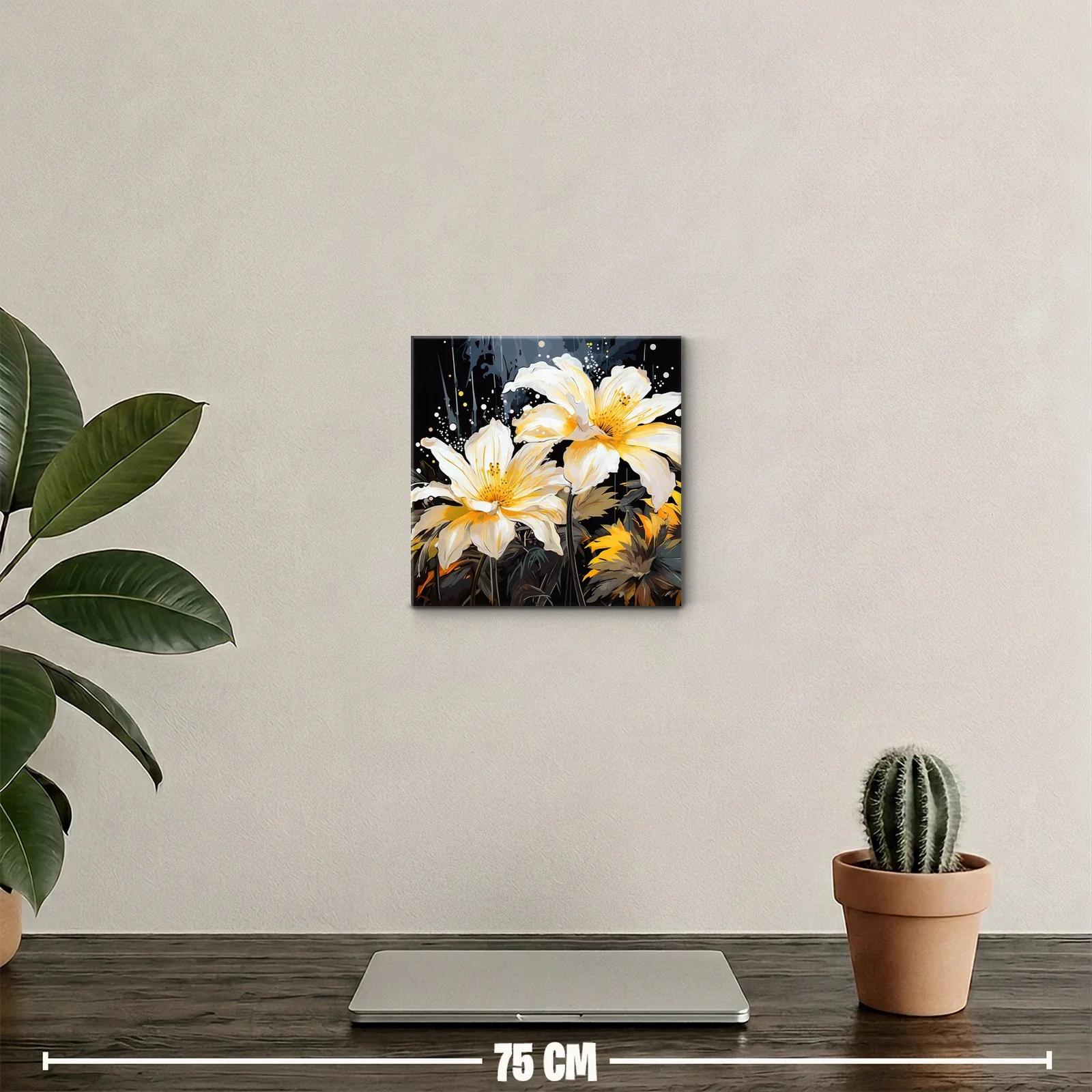 Flores luminosas en tonos amarillos sobre fondo oscuro — miniatura 2