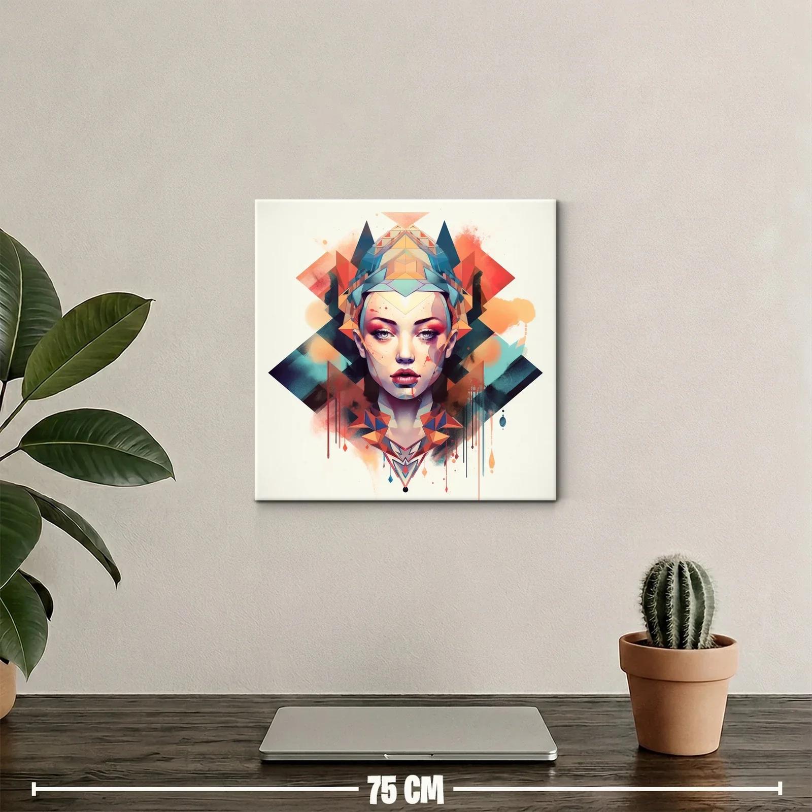 Retrato abstracto de mujer con tonalidades vibrantes geométricas — miniatura 2