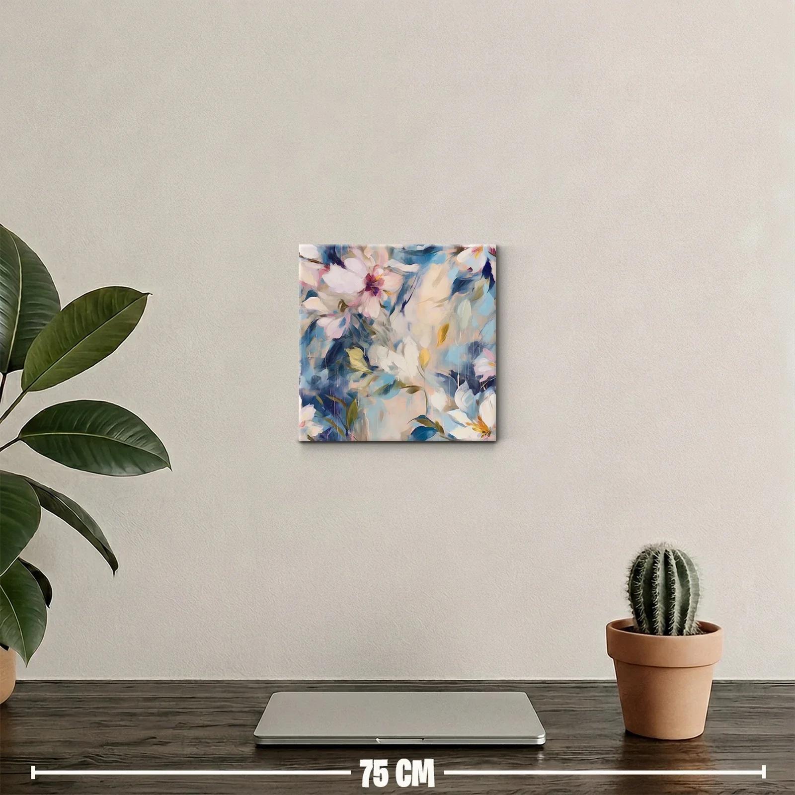 Cuadro decorativo con flores y tonos suaves y azulados — miniatura 2