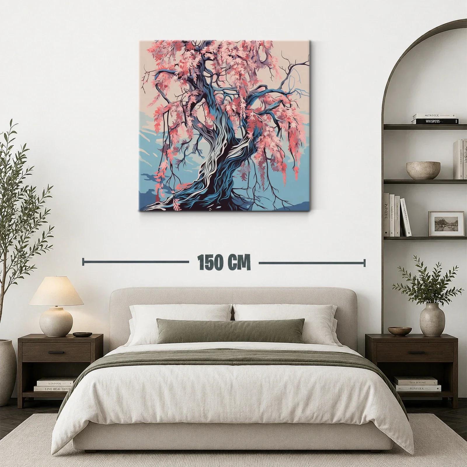 Árbol de ramas ondulantes y hojas rosas vibrantes — miniatura 3