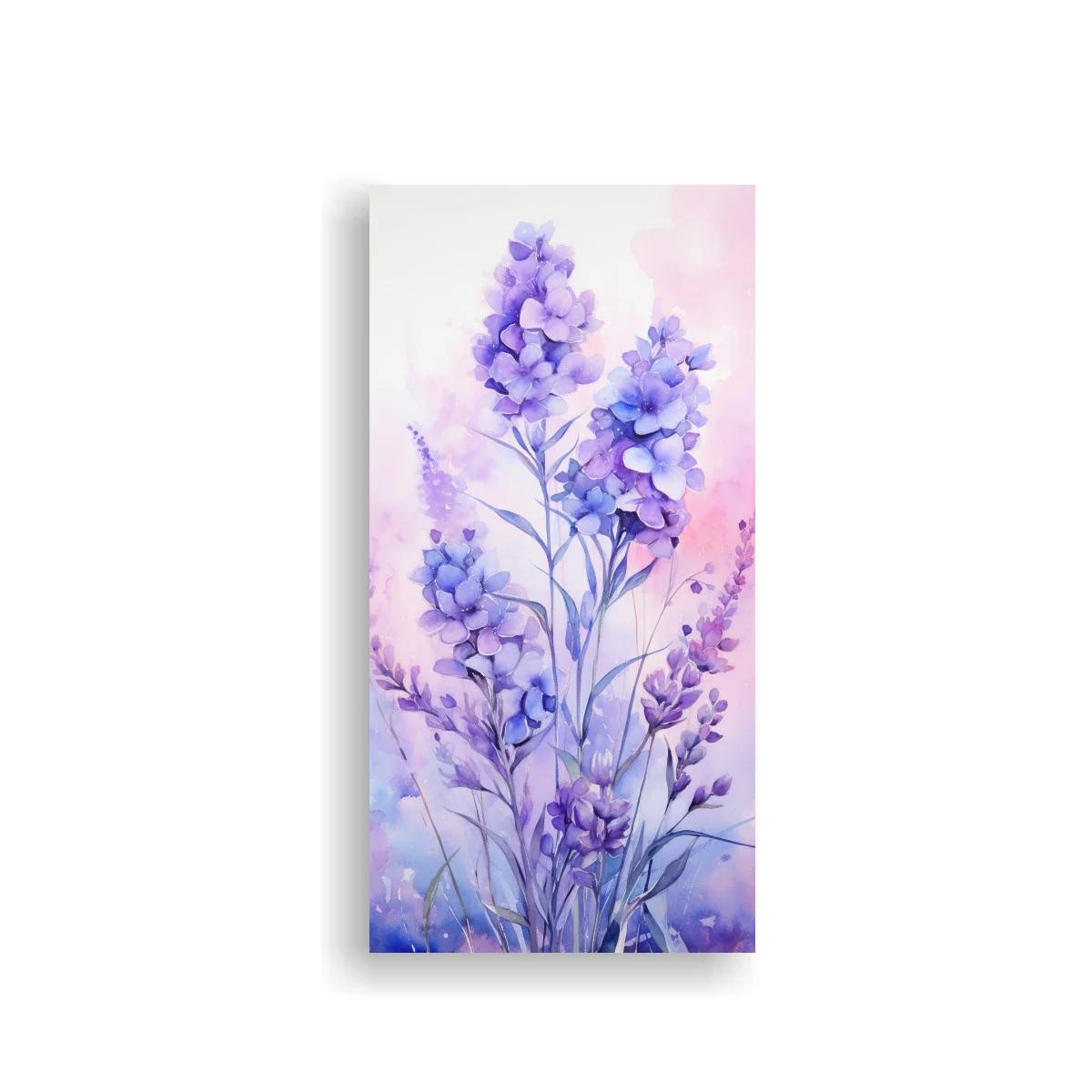 Cuadro racimo de flores lilas con fondo brumoso
