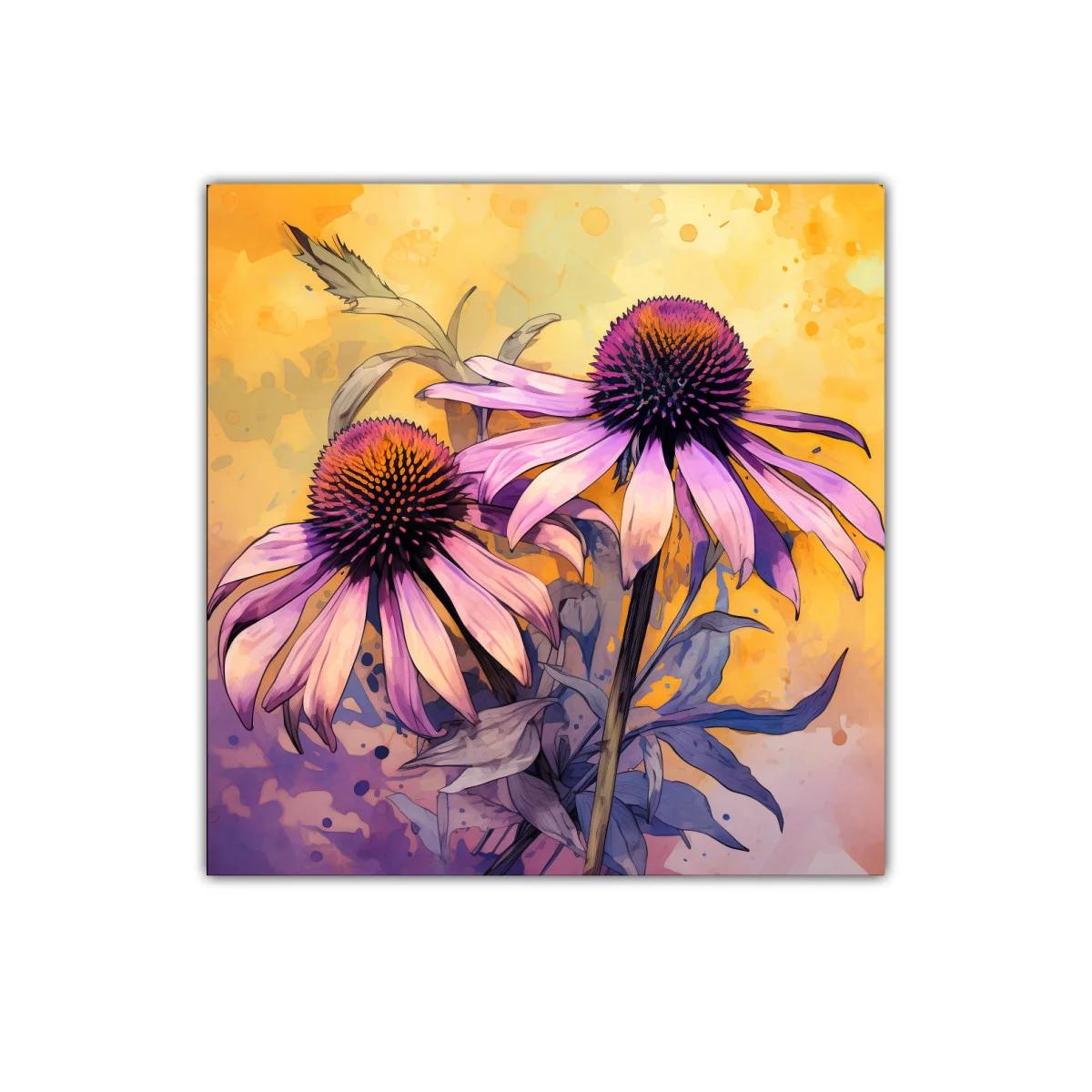 Elegancia natural con flores moradas sobre fondo cálido — imagen principal