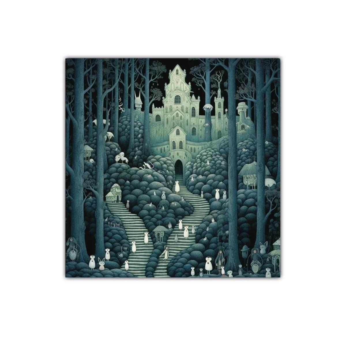 Paisaje encantado con misterio y figuras fantásticas — imagen principal