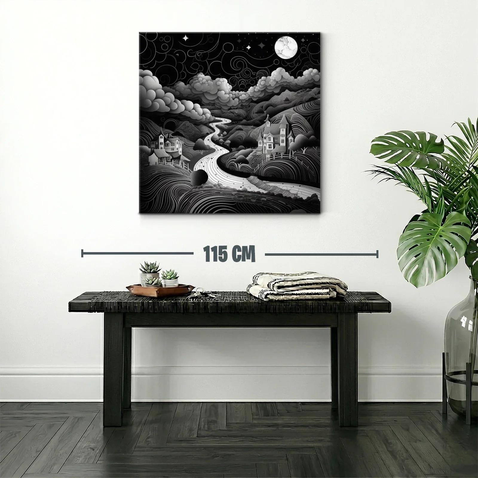 Paisaje nocturno onírico con río bajo la luna llena — miniatura 2