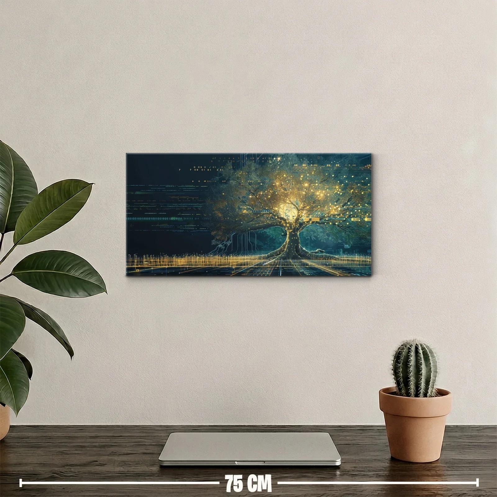 Cuadro Árbol de la Vida con líneas geométricas y resplandor dorado — miniatura 2