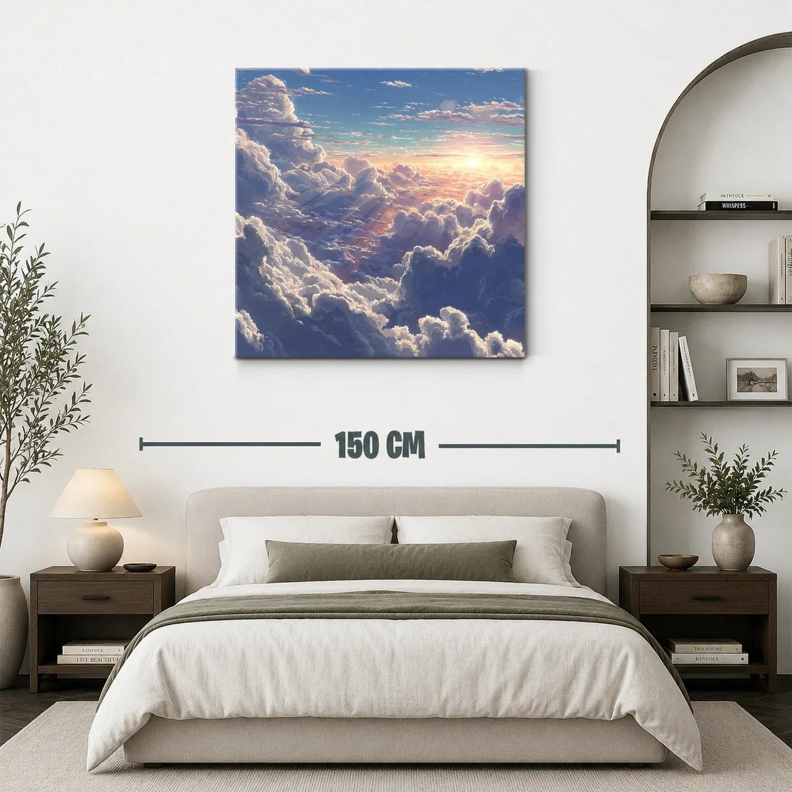 Atardecer entre nubes con luz dorada y cielo azul — miniatura 3